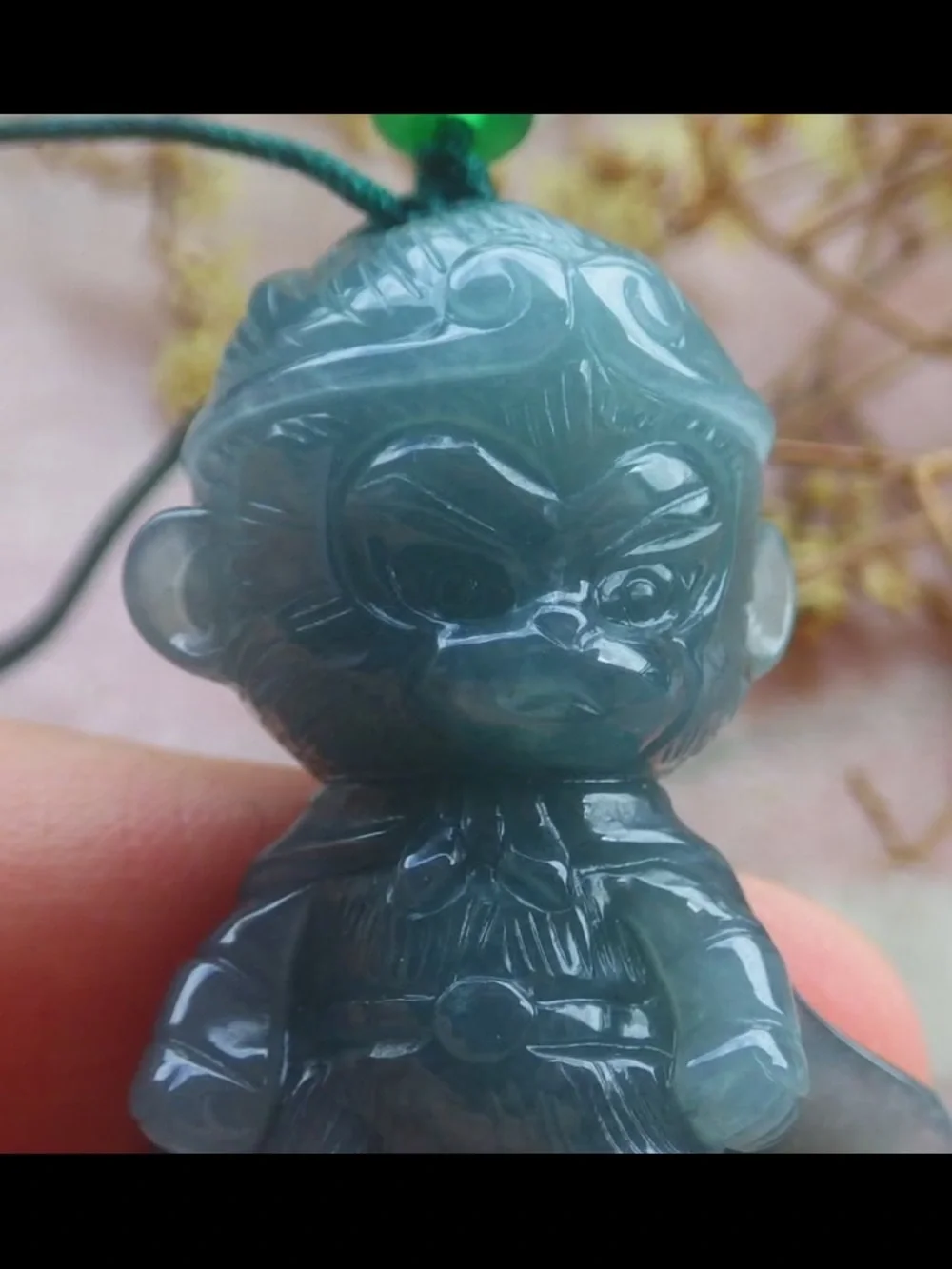 Certificate Jadeite Jade Pendant Green Monkey Sun Wukong The Monkey King